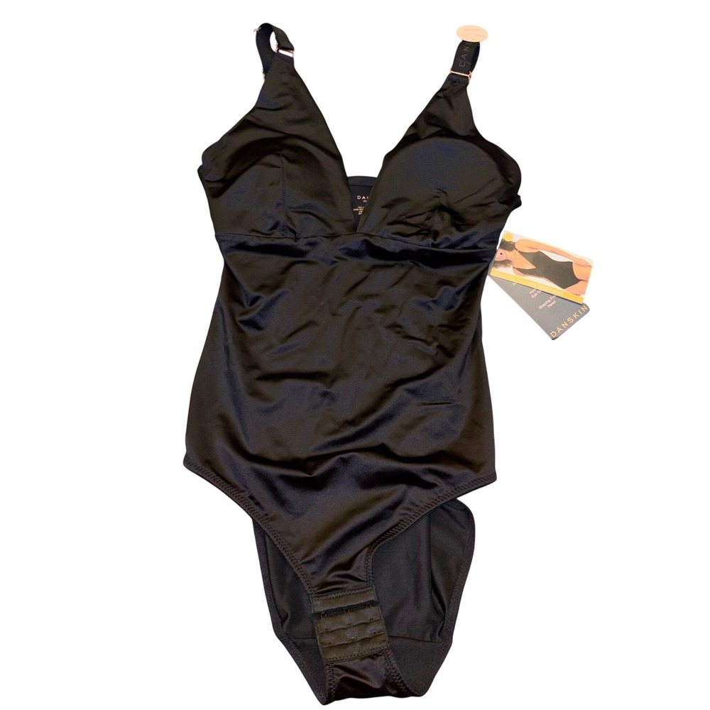 Danskin | Size Small | Shaping Plunge Bodysuit | Black | Adjustable Straps NWT